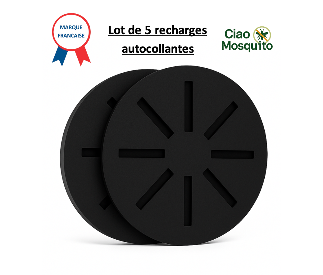Ciao Mosquito® Recharges autocollantes jaunes x5 | Piège moustique & larves | Anti-moustique naturel | Compatible pièges Ciao | Zéro insecticide | Écologique, efficace & sans odeur