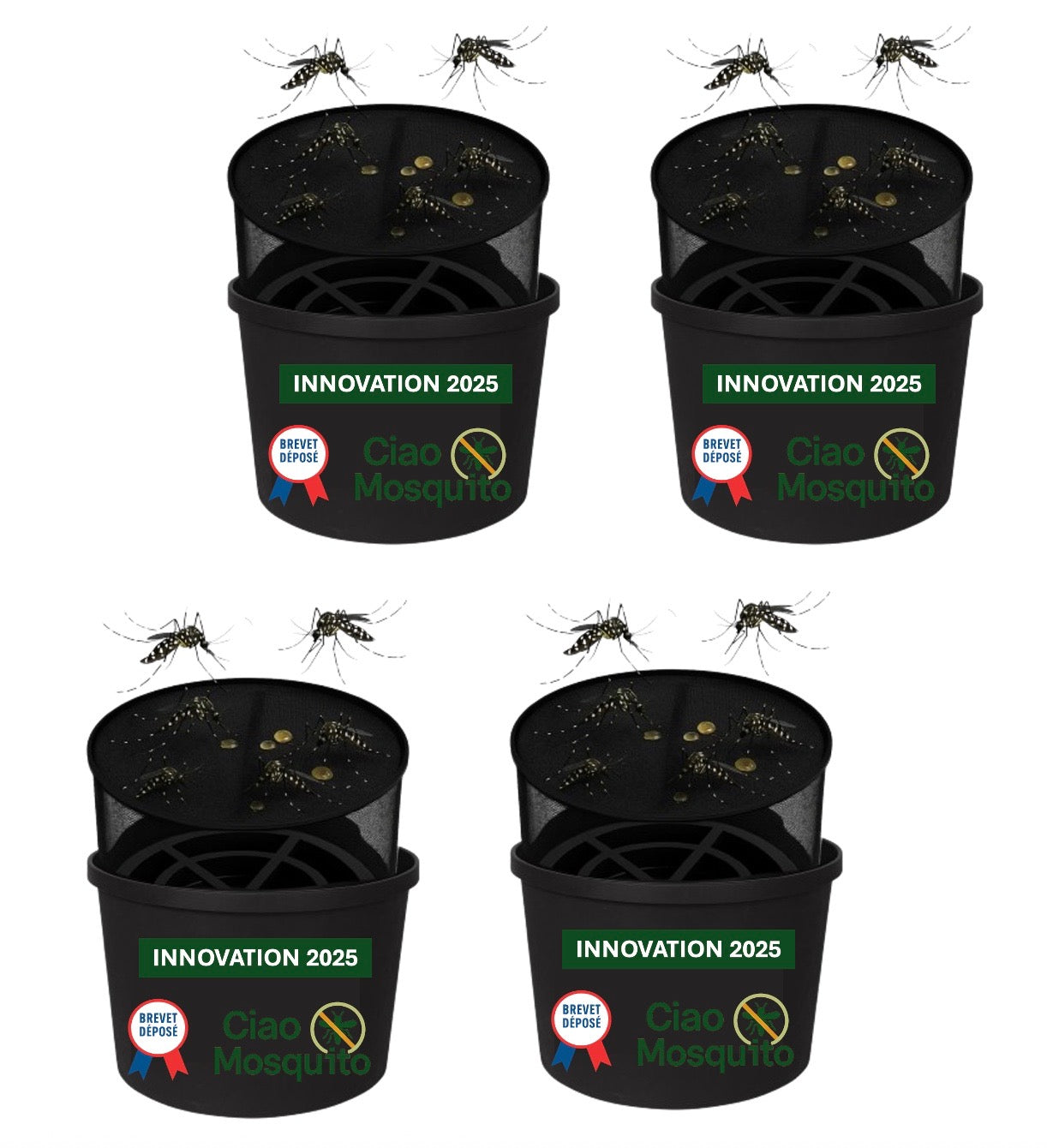 Ciao Mosquito® – Piège larves moustique tigre breveté | Innovation 2025 sans insecticide | Zéro odeur, zéro chimie | Seau + filet + flotteur | Jardin, terrasse, balcon, potager, enfants, animaux