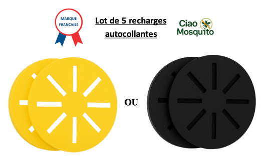 Ciao Mosquito® Recharges autocollantes jaunes x5 | Piège moustique & larves | Anti-moustique naturel | Compatible pièges Ciao | Zéro insecticide | Écologique, efficace & sans odeur