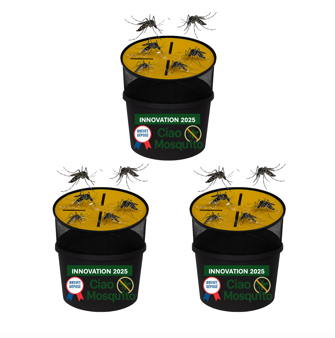 Piège moustique tigre écologique & larves | Anti moustique naturel, sans insecticide | Réutilisable pour jardin, terrasse, balcon, zones humides | Pack complet Ciao Mosquito®