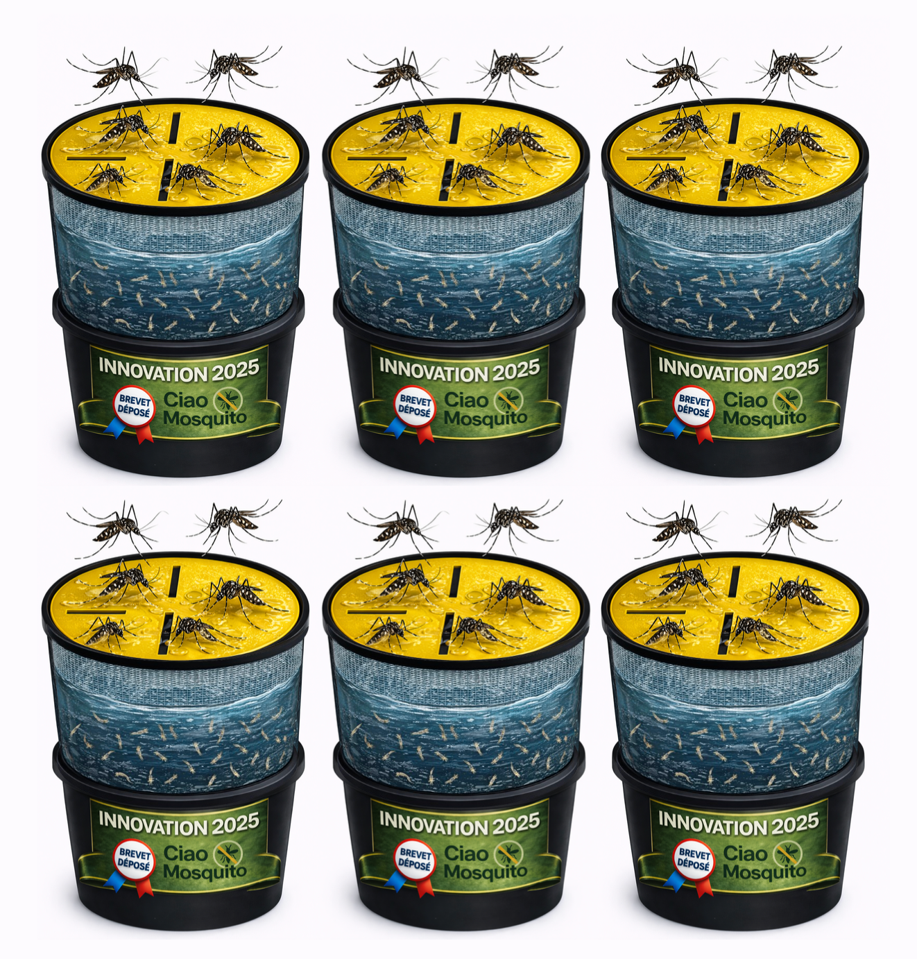 Lot de 6 pièges moustiques écologiques Ciao Mosquito pour élimination massive des larves et protection anti moustique tigre.