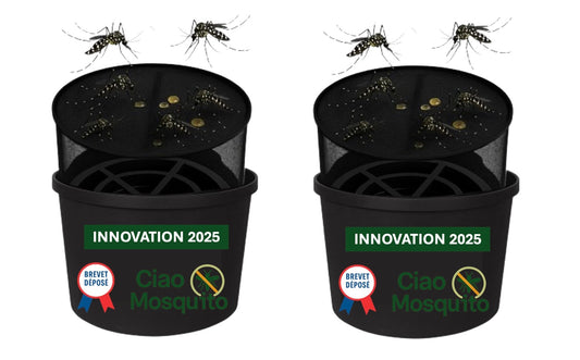 Ciao Mosquito® – Piège larves moustique tigre breveté | Innovation 2025 sans insecticide | Zéro odeur, zéro chimie | Seau + filet + flotteur | Jardin, terrasse, balcon, potager, enfants, animaux