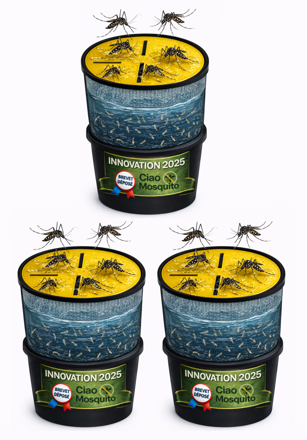 Piège moustique écologique pour jardin Ciao Mosquito élimination des larves et moustiques tigres sans danger.