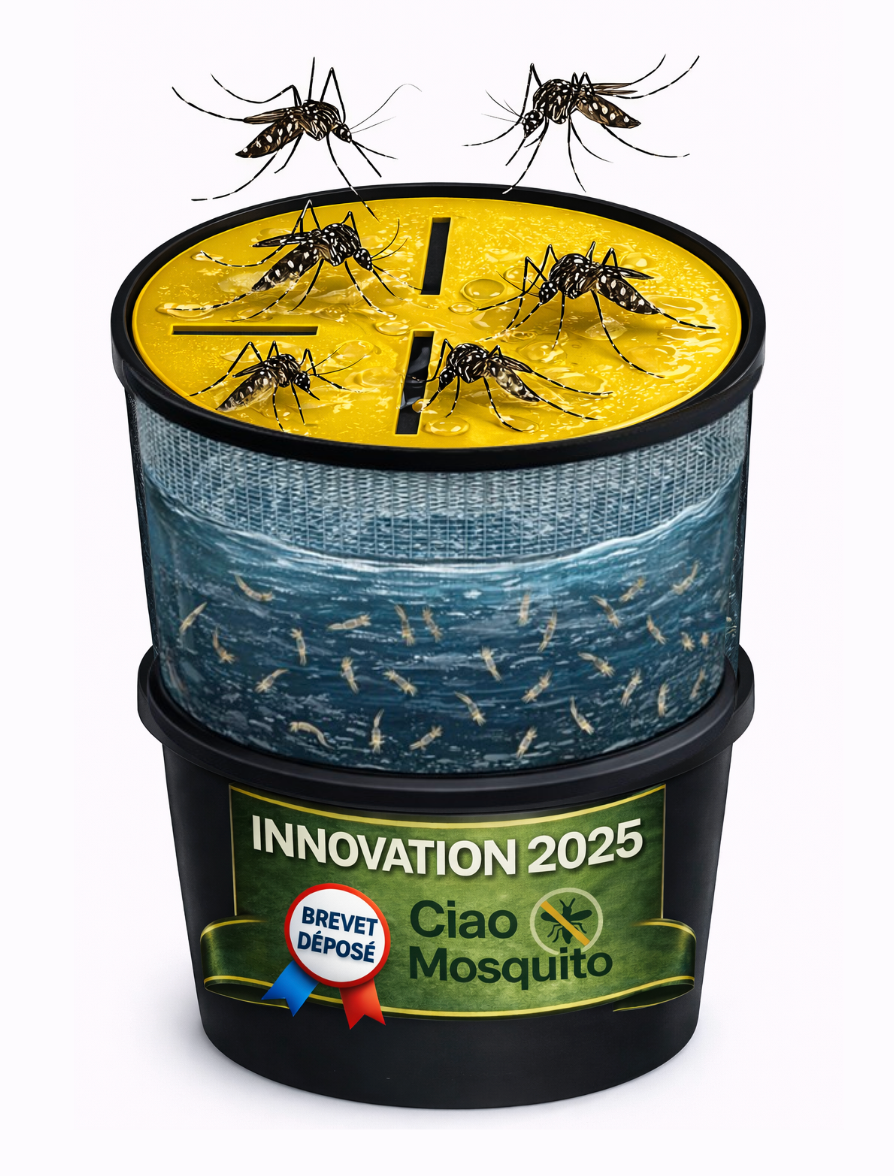 Piège moustique écologique Ciao Mosquito 1 unité pour éliminer les larves et moustiques tigres en extérieur sans insecticide.
